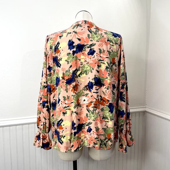 Eloquii Plus Size 18 Shirt Floral Peasant Top Ruffle Sleeve Boho Romantic Spring - Picture 3 of 10